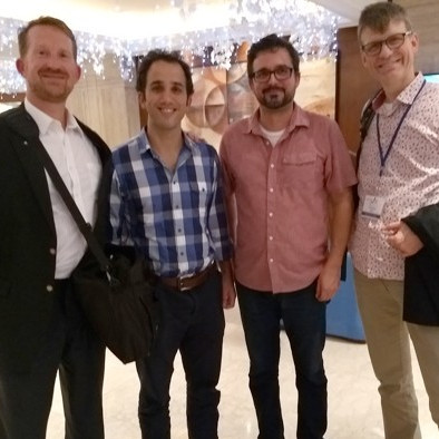 Prof. Wold with alums at Western Fisheries mtg Manila; l- r: Bubba Cook, '03; Viv Fernandes, LLM '15; Brad Wiley, '01; Chris Wold, '90