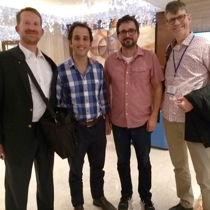 Prof. Wold with alums at Western Fisheries mtg Manila; l- r: Bubba Cook, '03; Viv Fernandes, LLM '15; Brad Wiley, '01; Chris Wold, '90