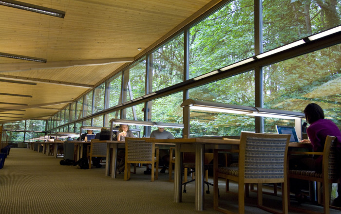 Students at work in Boley. The quiet study area in Boley Law Library overlooks the forest and provides a meditative space where students ...