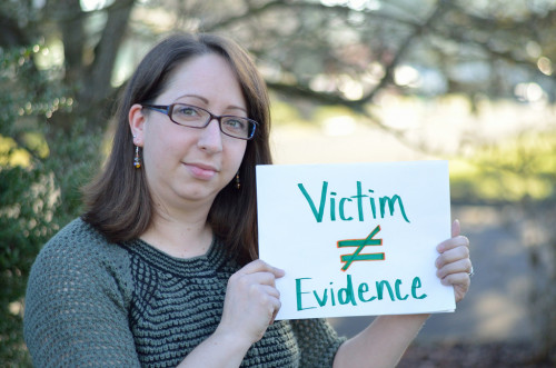 Victim Does Not Equal Evidence. Photo by Peter Khalil