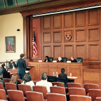 A competitor arguing in the National Animal Law Competition in 2016