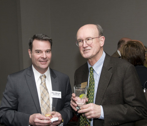 The Hon. Michael McShane '88 and Henry J. Casey Professor of Law Ed Brunet.