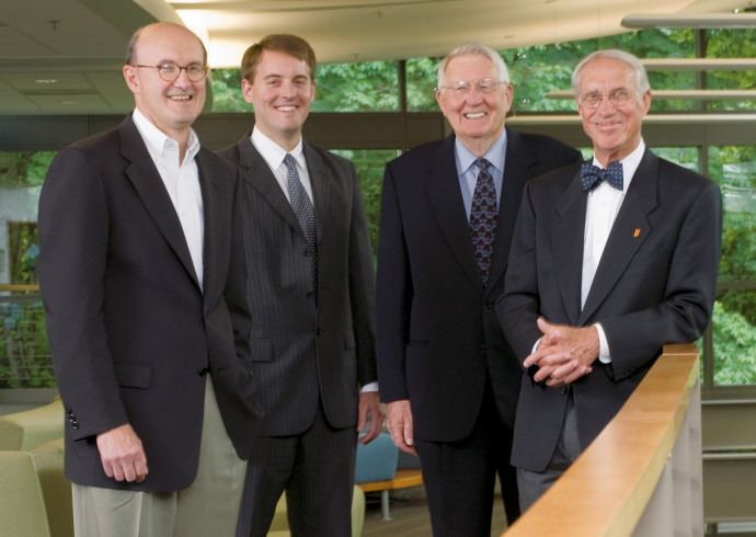 Henry J. Casey Professor of Law Ed Brunet, Jerry Carleton '07, Paul H. Casey, and John Bates