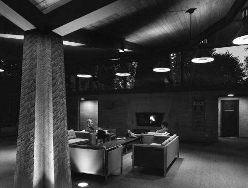 The original student lounge, shown here in 1971, is located in the John Gantenbein Building. Completed in 1970, the building is named in ...