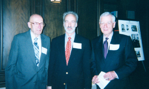 Hank Lewis, Dean Jim Huffman, and former Senator Mark O. Hatfield join others in 2001 to celebrate the achievements of Judge Jean Lewis '...