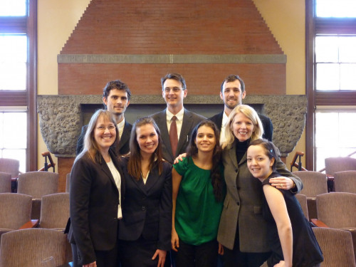 Members of the 2010 Animal Law Moot Court team pose with Professor Kathy Hessler and Assistant Dean Pamela Frasch.