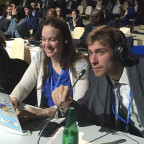 Students Liz Mering and Olivier Jamin at COP plenary session