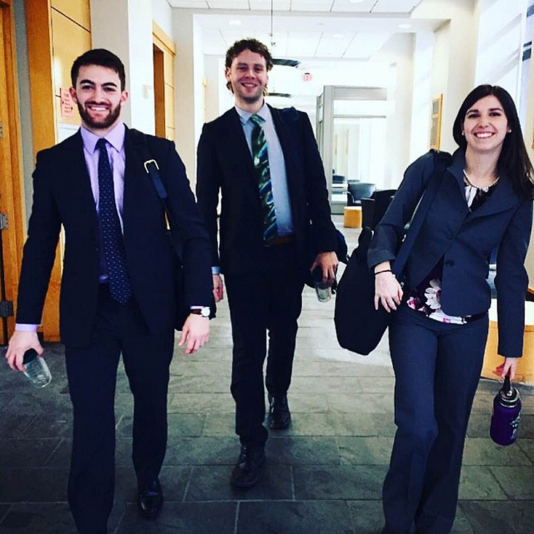Lewis & Clark Law School's 2019 environmental law moot court team of Ben Scissors (2L), Sangye Ince-Johanssen (3L), and Rachel ...