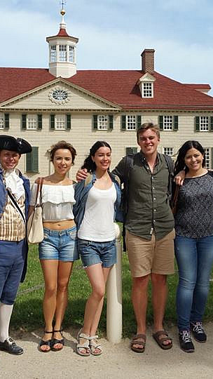 Eric Chapman, far left, visiting George Washington's Mount Vernon with friends