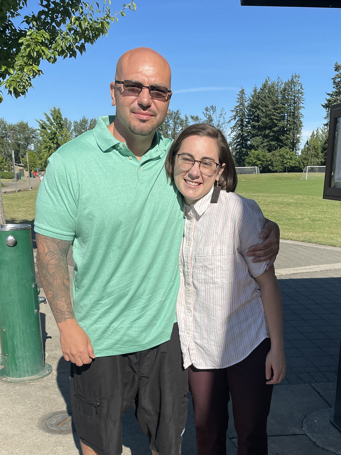 Clinic student Maggie Powers and the clinic's client Ronnie, who was released on June 24th after a successful parole hearing review.