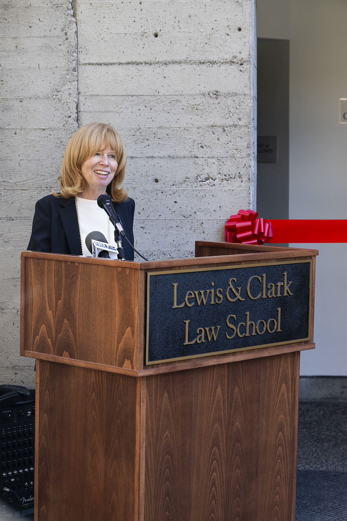 Dean Johnson at the launch event for the Advocacy Center and Bergman Courtroom