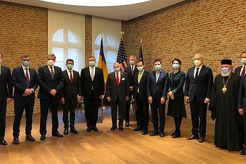    Participants to the human trafficking agreement signing ceremony including: the State Secretary for the Ministry of Interior; Romanian...