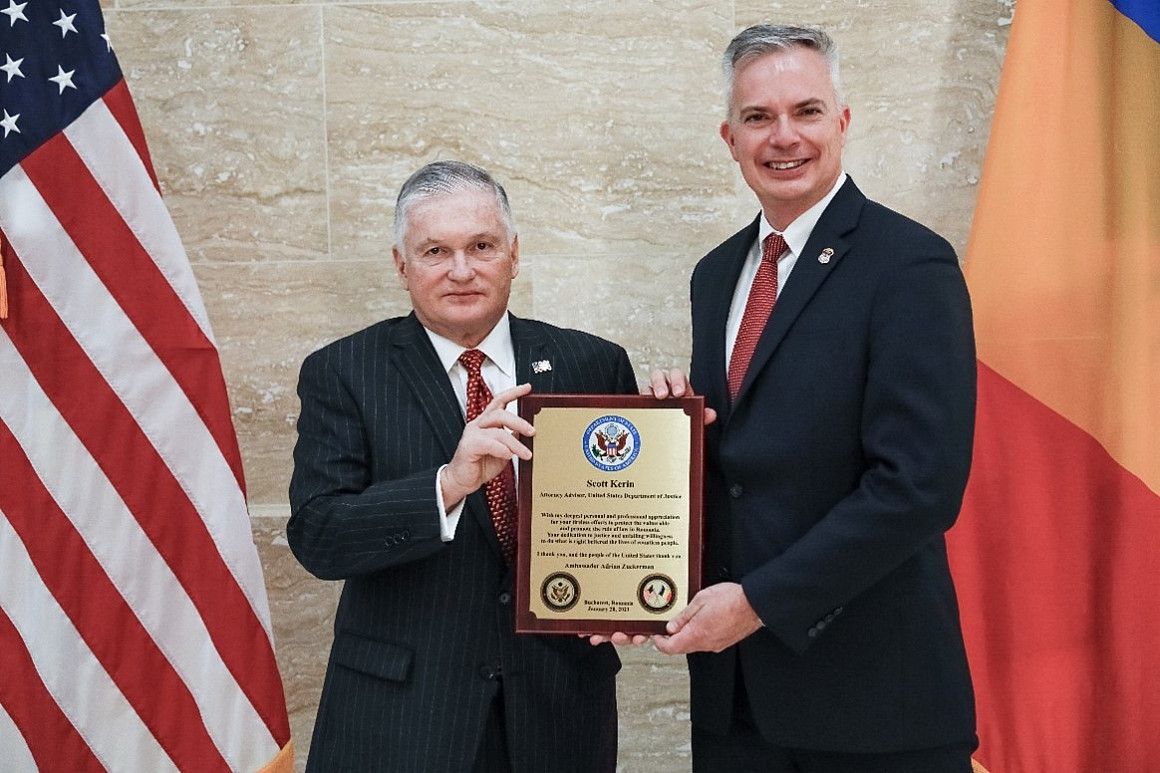 U.S. Ambassador Adrian Zuckerman and Federal Prosecutor Scott Kerin