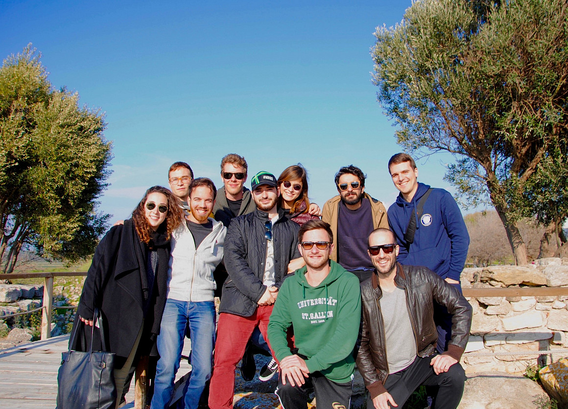 Tom Walsh '17 (front row, far right) with exchange students from Turkey and other European countries
