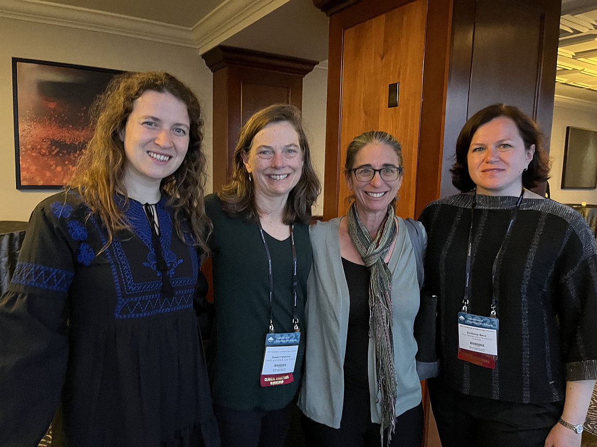 Mariia Tsypiashchuck, Susan Felstiner, Davida Finger, and Svitlana Bevz at the 2023 AALS Clinical Conference. Photo by Lyndsey Romick