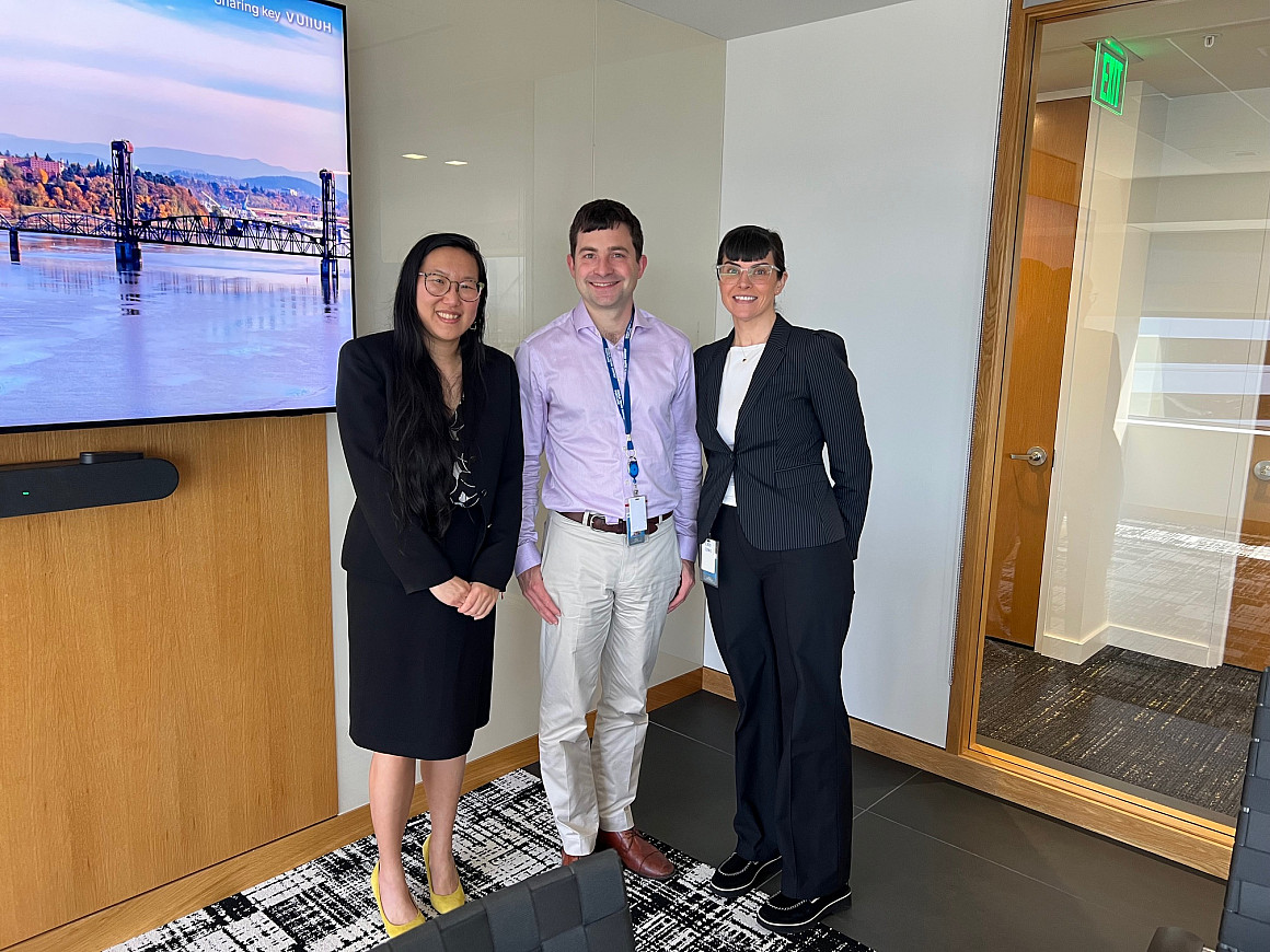 L to R: Administrative Patent Judge Frances Ippolito, Larry Furan '25,  and Julia Kottmeier '24