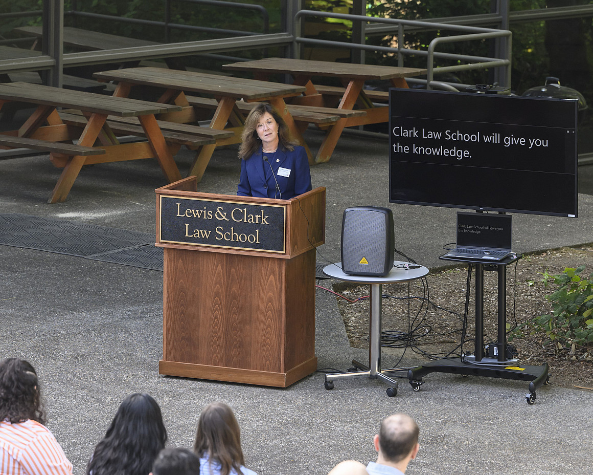 Live captioning debuted during First-Year Orientation with Dean Alicia Ouellette on August 9, 2025.