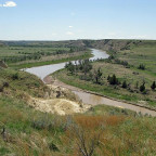 The Little Missouri River flows through Theodore Roosevelt National Park in North Dakota