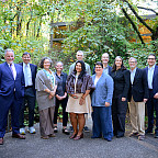 L-R: Paul Conable, JD '97, Prof Craig Johnston, Prof Lisa Benjamin, Prof Melissa Powers, Marc Fink, JD '95, Chris Gunn, JD '11, Prof Robi...