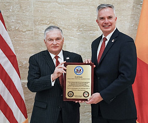 U.S. Ambassador Adrian Zuckerman and Federal Prosecutor Scott Kerin