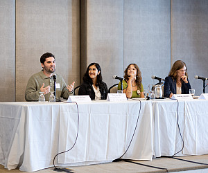 Cole (left) speaking at the Data Centers: New Kids on the Block panel