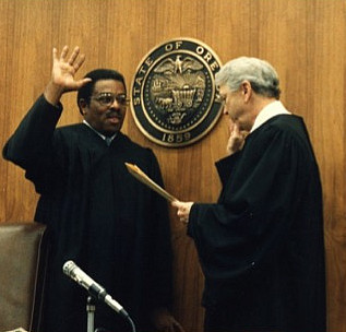 The swearing in of Judge Aaron Brown