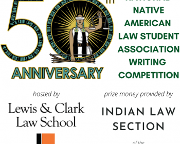Alt Description: Image displays the NNALSA 50th Anniversary logo, publicizing that L&C Law hosted the competition and the Indian Law ...