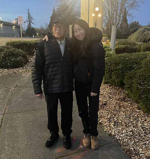 Nina Okawa '26 with her Parole Project client.