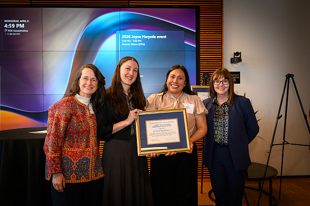 Professor Juliet Stumpf, Cheryl Kunde '27, Esther Martinez '27, and Professor Sandy Patrick
