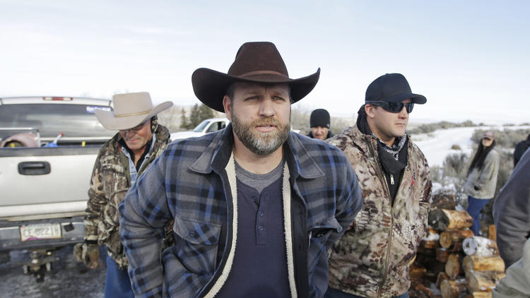 Ammon Bundy, one of the sons of Nevada rancher Cliven Bundy, arrives for a news conference at Malheur National Wildlife Refuge in January.