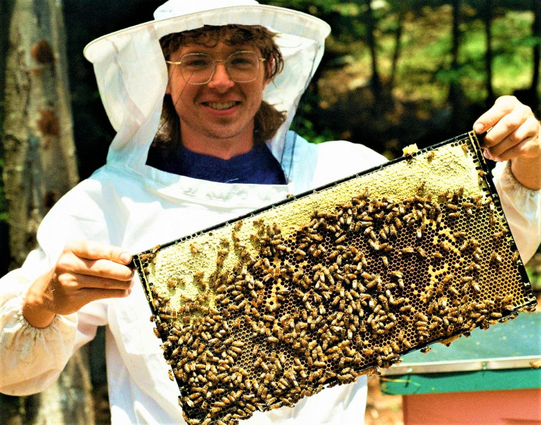 Matthew Gulick '24, showing a healthy bee colony.
