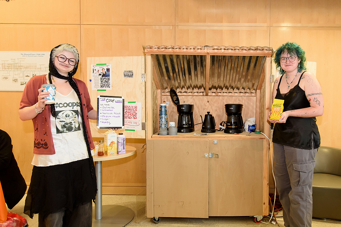 The Coop coffee cart at Days of Giving, providing pay-what-you-will coffee and tea.