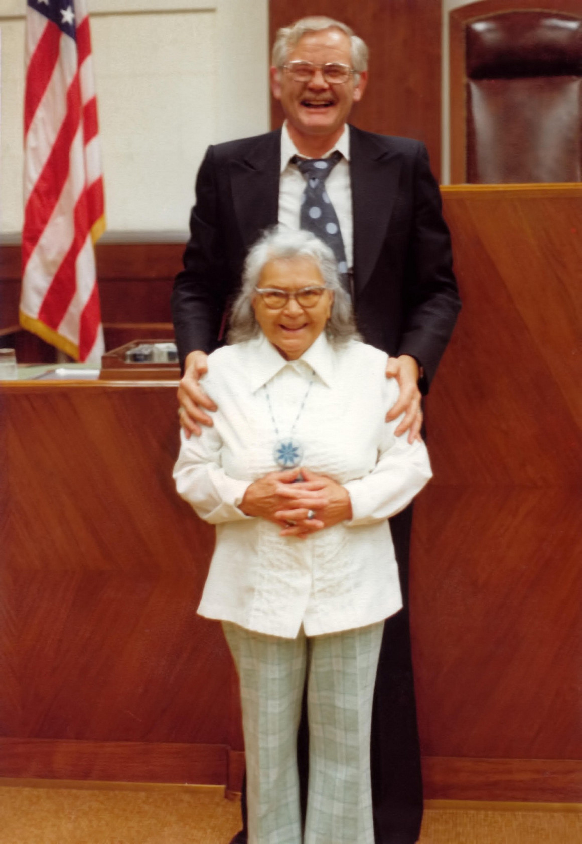 Theresa Dicks, a Quinault Allottee, and Nelson D. Terry at Federal Court, Seattle, 1973