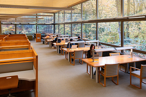 Students at work in Boley. The quiet study area in Boley Law Library overlooks the forest and provides a meditative space where students ...