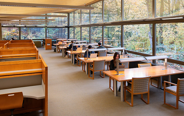 Students at work in Boley. The quiet study area in Boley Law Library overlooks the forest and provides a meditative space where students ...