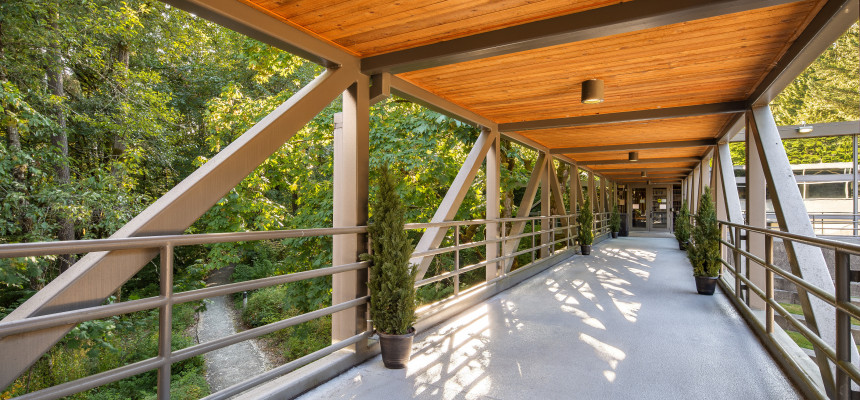 Sky bridge. The sky bridge above the law amphitheater connects Boley Law Library with the Legal Research Center (LRC). The sky bridge is ...