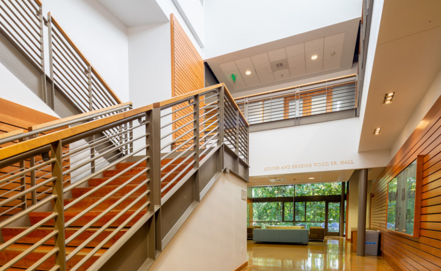 Wood Hall interior staircase. Wood Hall houses the #1 ranked Environmental Law program, as well as our nationally-recognized programs in ...