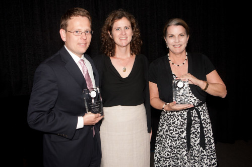 Award winners Anne Seymour and Steve Kelly with NCVLI's Meg Garvin.