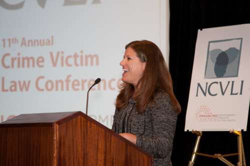 Jennifer Storm, author and executive director of the Victim/Witness Assistance Program in Harrisburg, Pennsylvania, accepts the 2012 Gail...