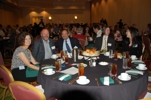 Meg Garvin, Doug Beloof, Michael Fell, Matthew Merryman, and Amy Liu enjoy lunch at the Conference. - Photo by Susan Bexton