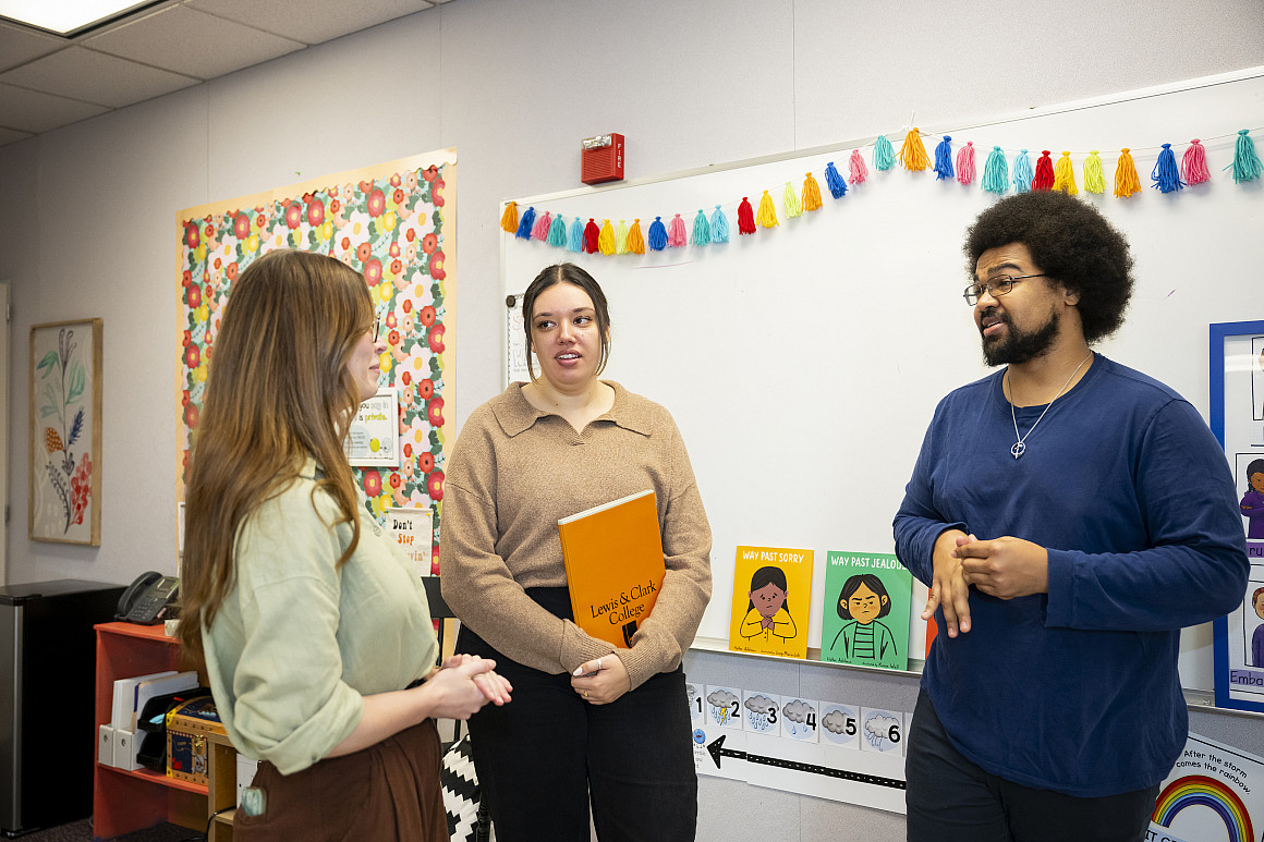 Education students learning together in the classroom.