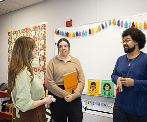 Education students learning together in the classroom.