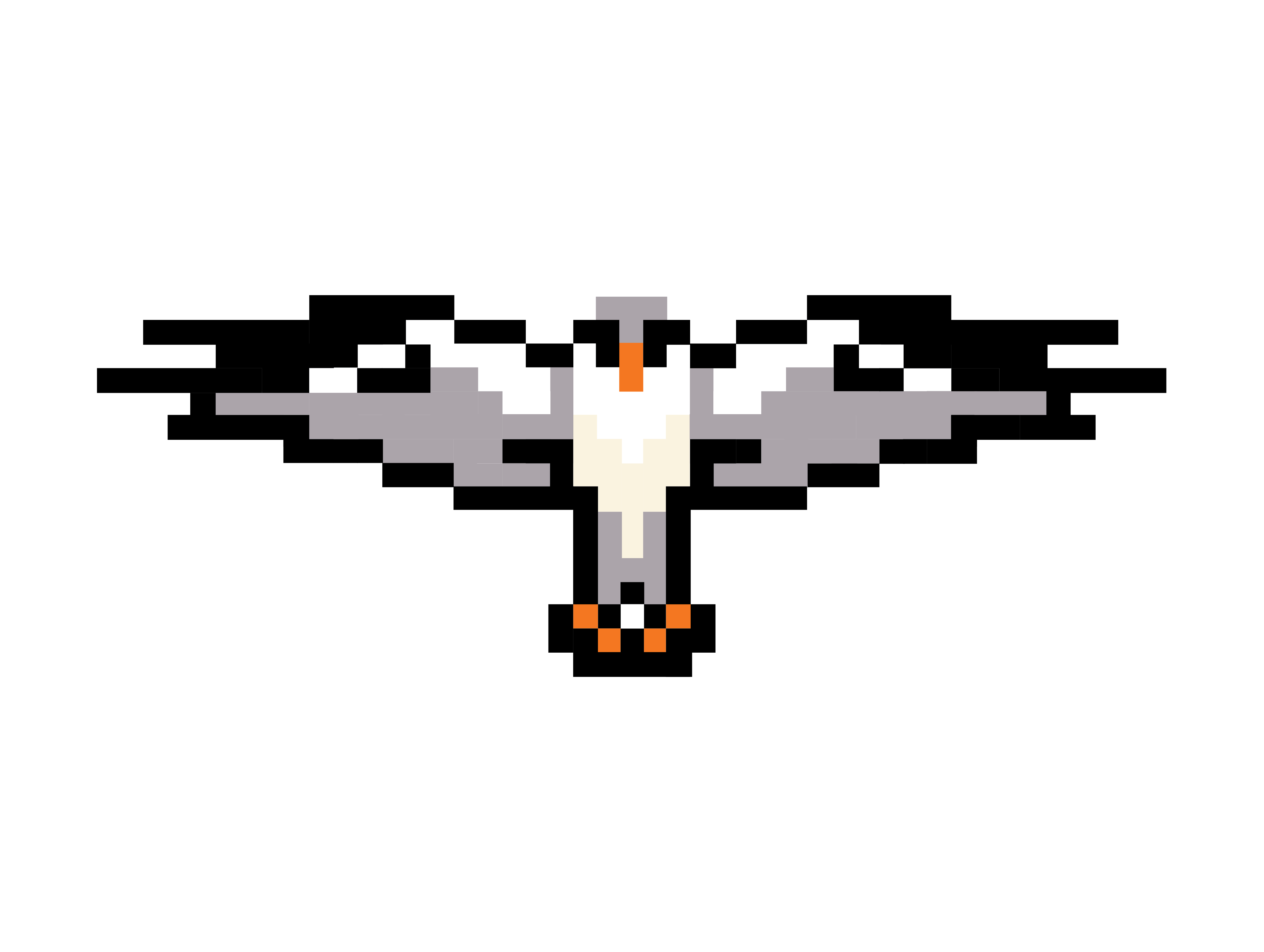 8-bit graphic of a flying riverhawk.