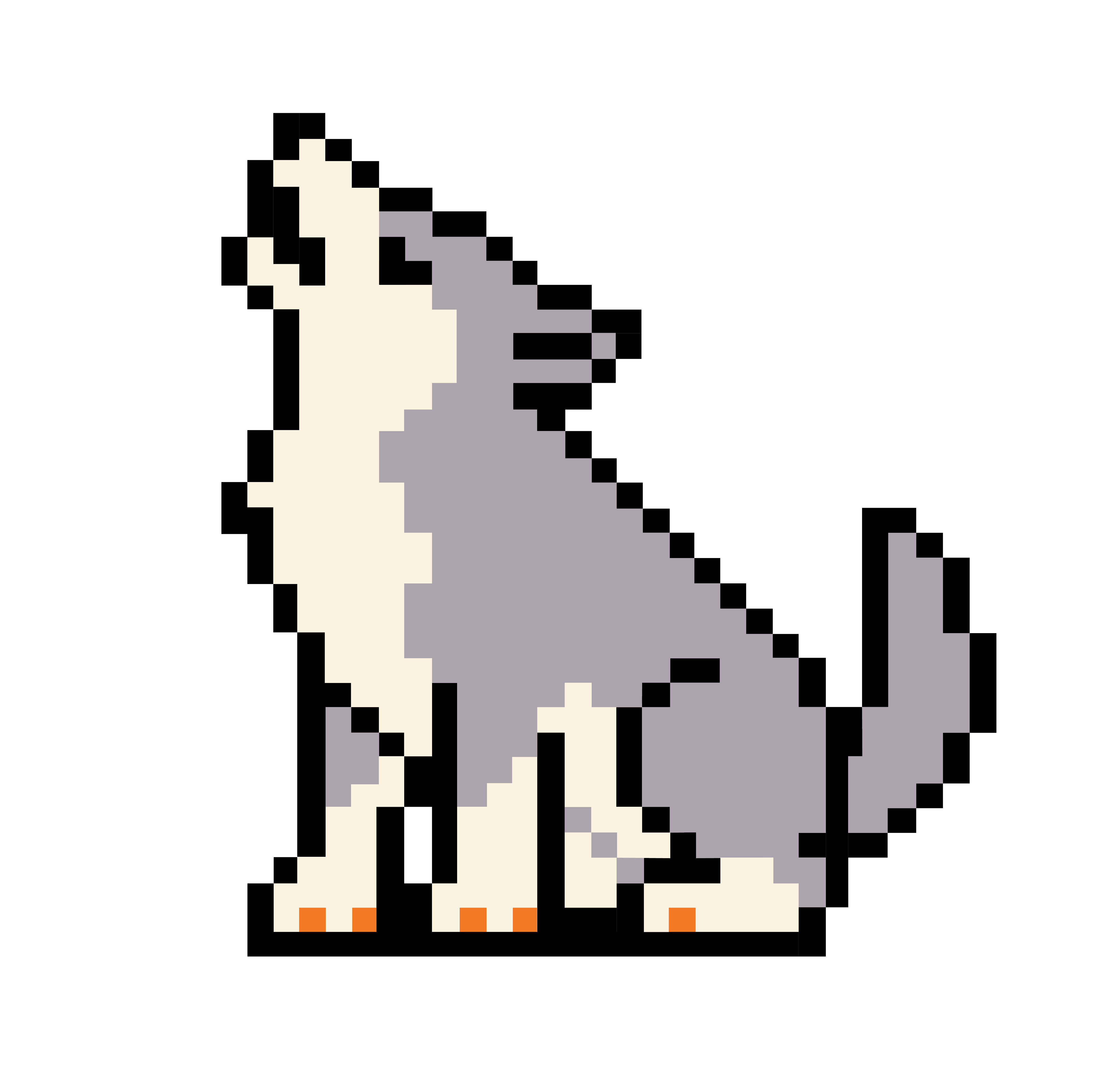 8-bit graphic of a timber wolf howling.