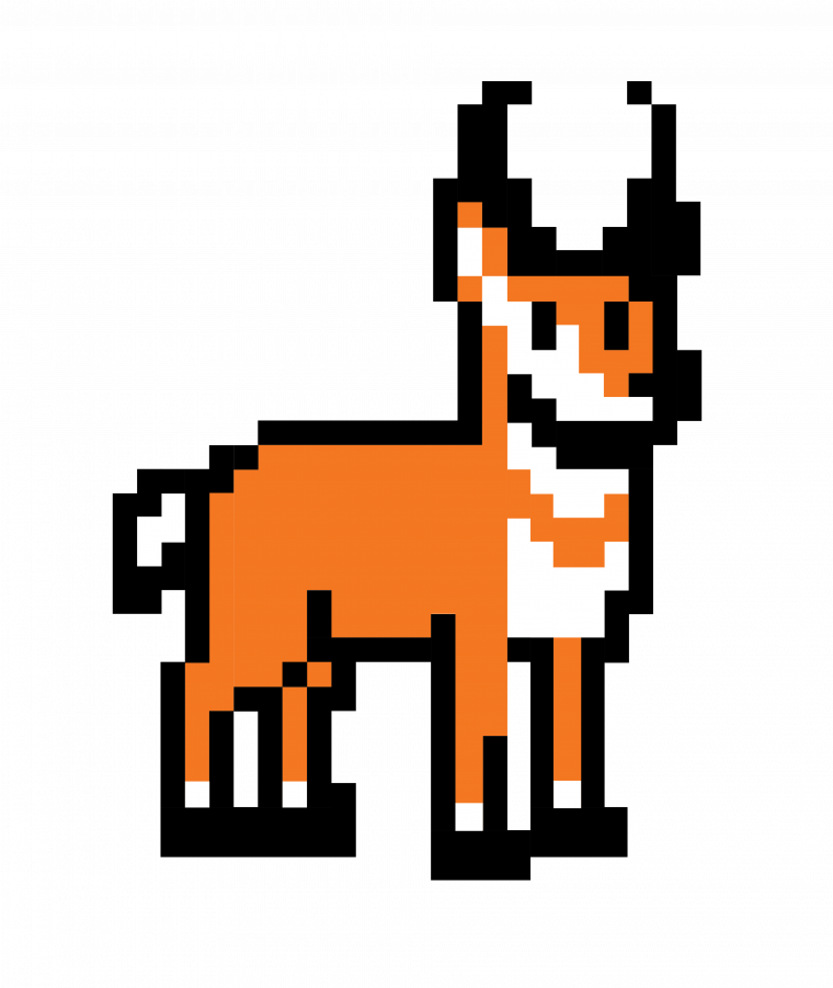 8-bit graphic of an orange pronghorn.
