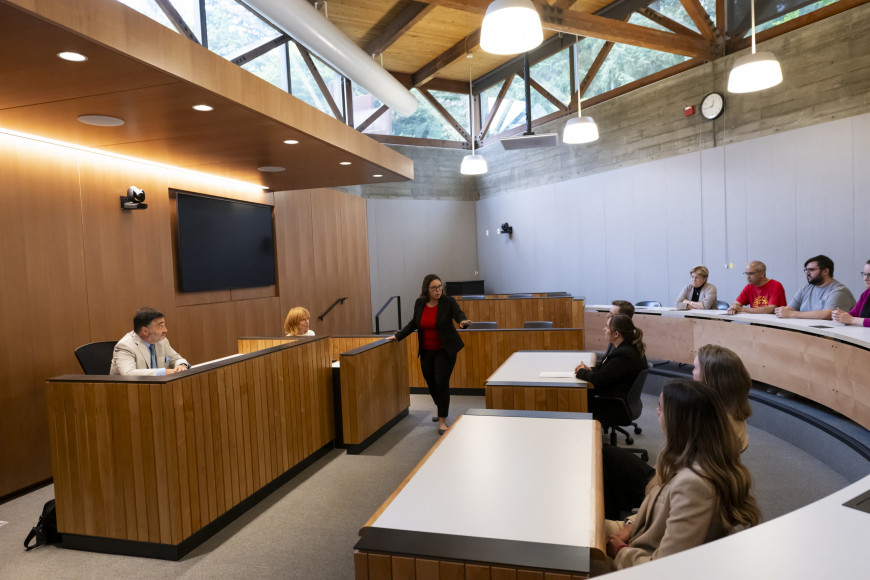 Professor of Practice and Director of the Center for Advocacy Joanna Perini-Abbott teaches how to work with witnesses in the courtroom.