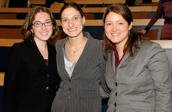 Environmental Moot Court Champions Tarah Heinzen, Erica Maharg, and Elizabeth Zultoski, February 2009