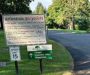 Attention Bicyclists River View Signage