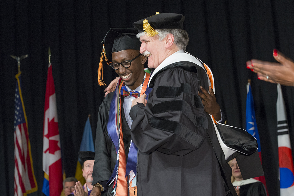 Lewis & Clark College, Graduation, Commencement Ceremony, Romeo Dillaire speaker, Portland, Oregon, 05-18-2013