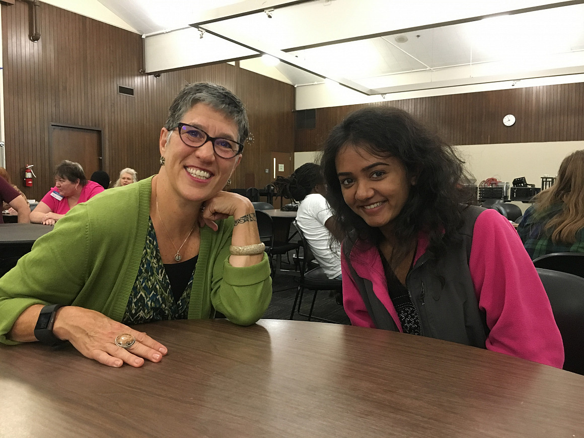 Karla and Sahana at Meetup Night.